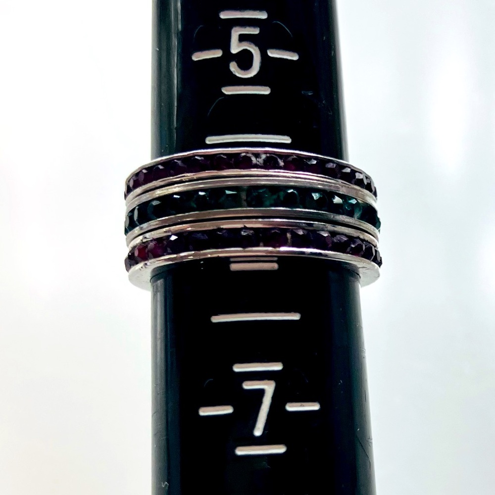 Sterling Silver Ruby & Emerald Stack Rings